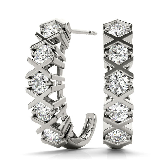 Lab Diamond J-Hoop Earrings