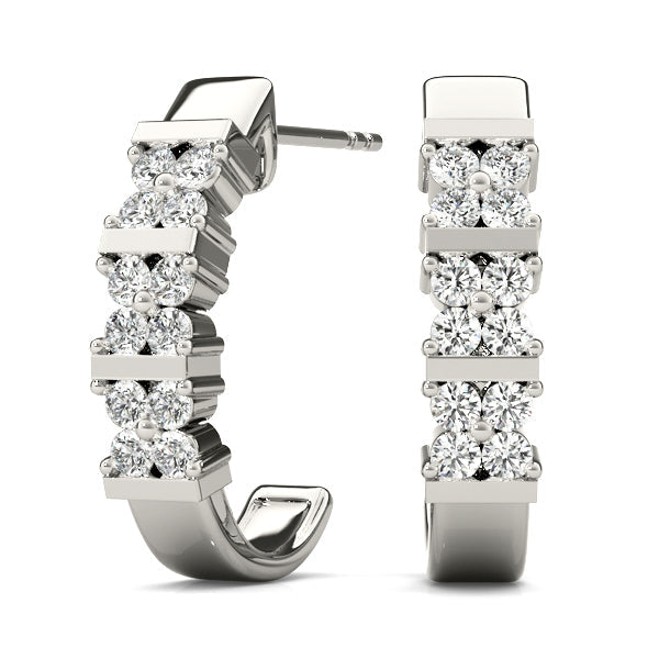 Lab Diamond J-Hoop Earrings