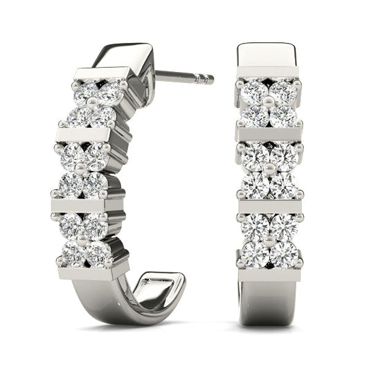 Lab Diamond J-Hoop Earrings