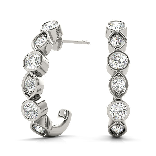Lab Diamond J-Hoop Earrings