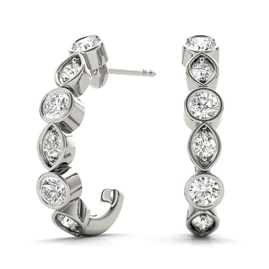 Lab Diamond J-Hoop Earrings