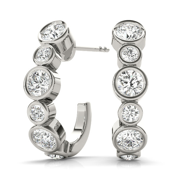 Lab Diamond J-Hoop Earrings