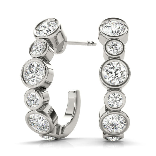 Lab Diamond J-Hoop Earrings