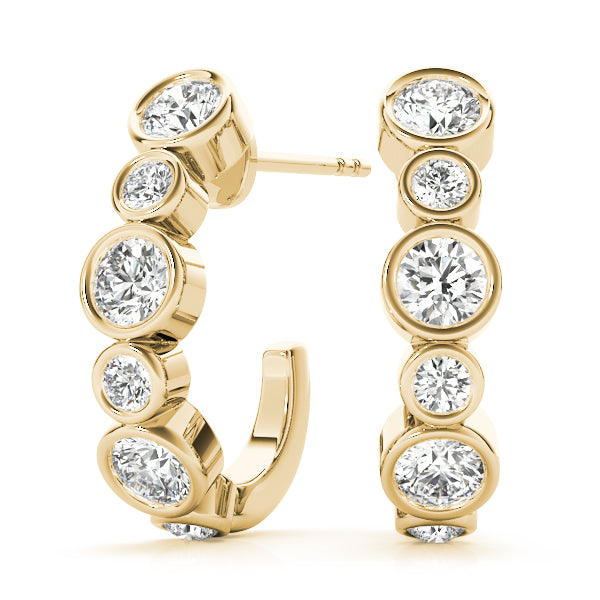 Lab Diamond J-Hoop Earrings