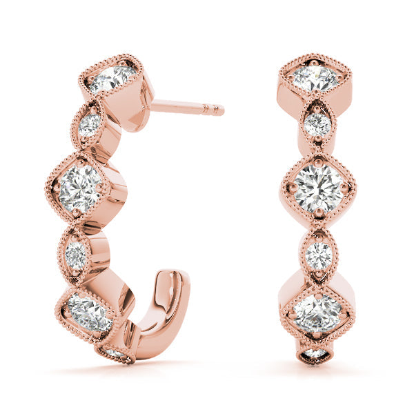 Lab Diamond J-Hoop Earrings