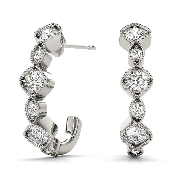Lab Diamond J-Hoop Earrings