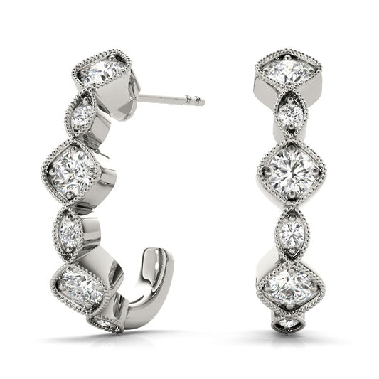 Lab Diamond J-Hoop Earrings