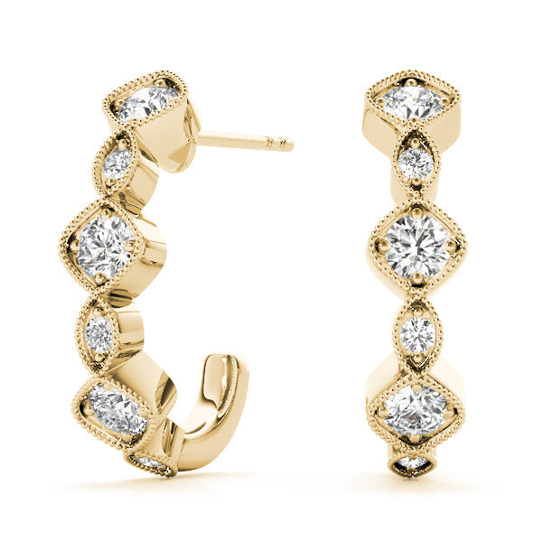 Lab Diamond J-Hoop Earrings