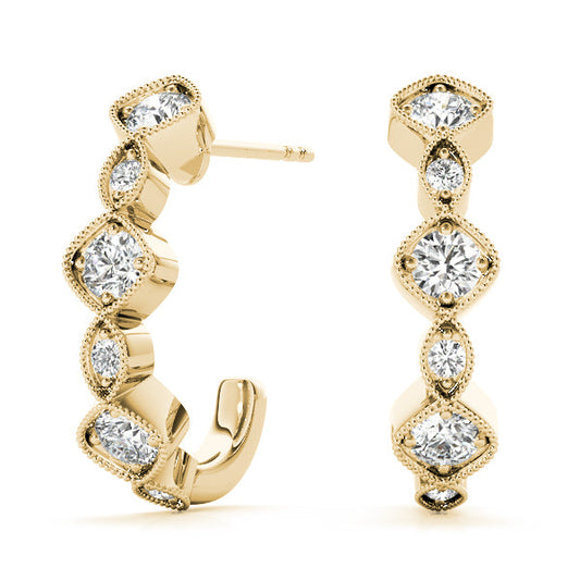 Lab Diamond J-Hoop Earrings