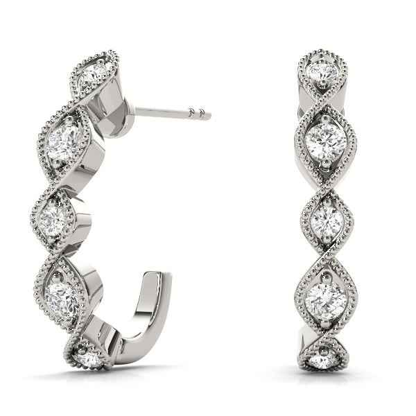 Lab Diamond J-Hoop Earrings