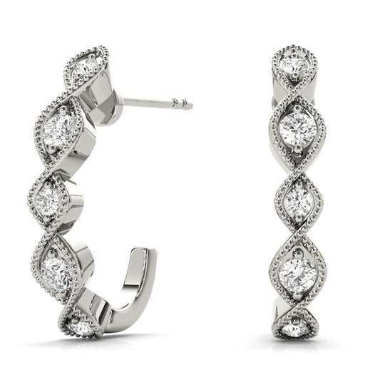 Lab Diamond J-Hoop Earrings