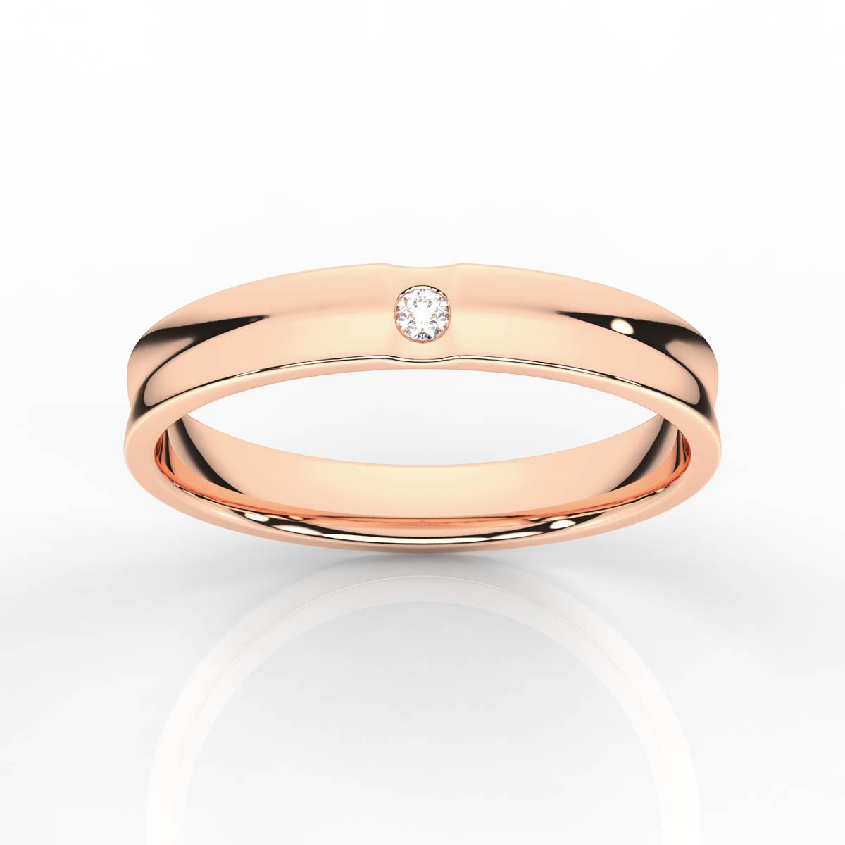 Single Step Edge Round Solitaire Diamond Mens Band