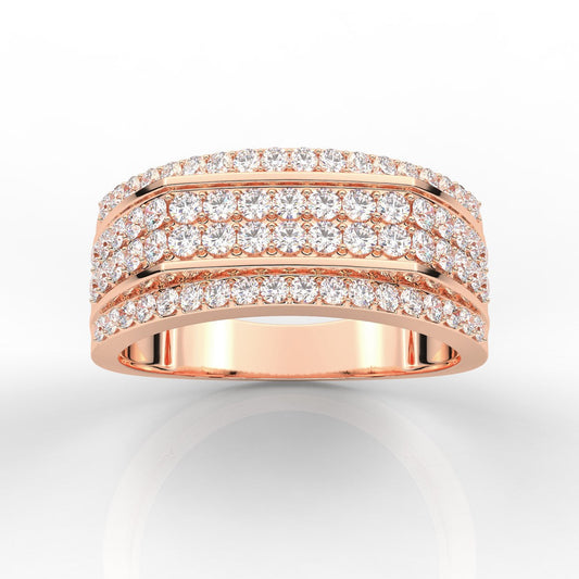 Arresting Four Row Round Cut Prong Set Diamond Mens Band