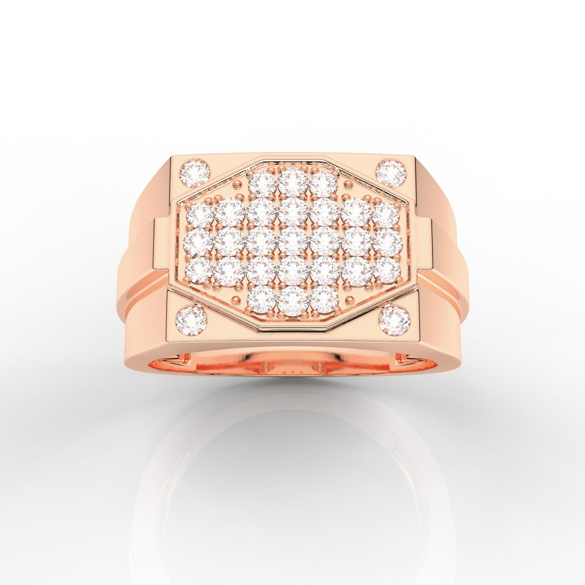 Fabulous Round Cut Mens Diamond Cluster Ring in a Prong and Flush Setting