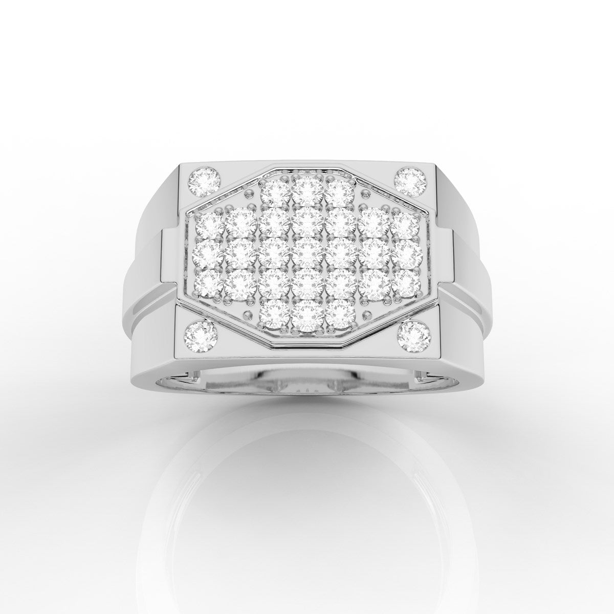 Fabulous Round Cut Mens Diamond Cluster Ring in a Prong and Flush Setting