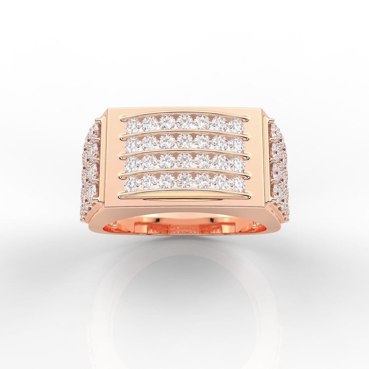 Awesome Round Cut Channel and Prong Set Mens Diamond Ring