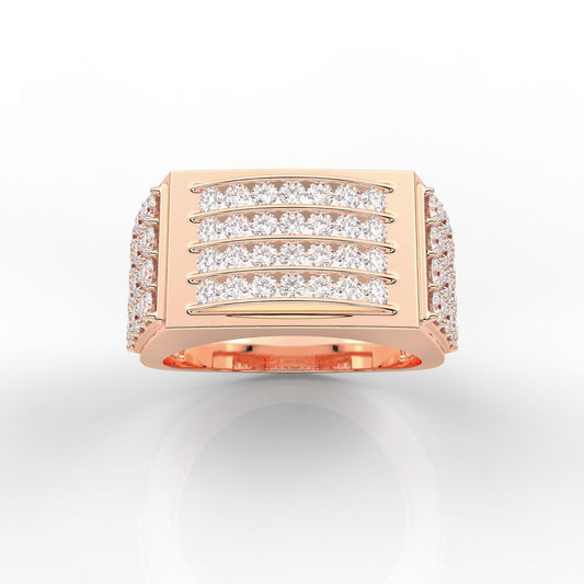 Awesome Round Cut Channel and Prong Set Mens Diamond Ring