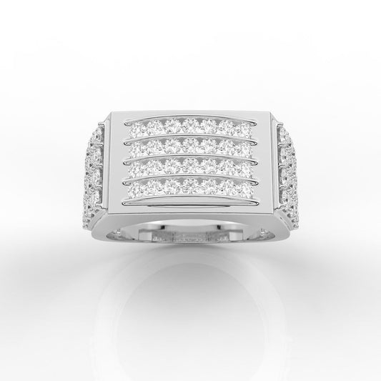 Awesome Round Cut Channel and Prong Set Mens Diamond Ring
