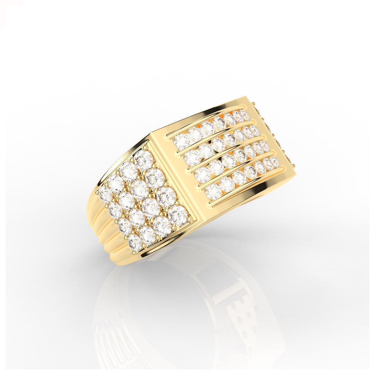 Awesome Round Cut Channel and Prong Set Mens Diamond Ring