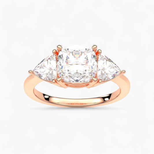 Trillion Cut Three Stone Diamond Engagement Ring