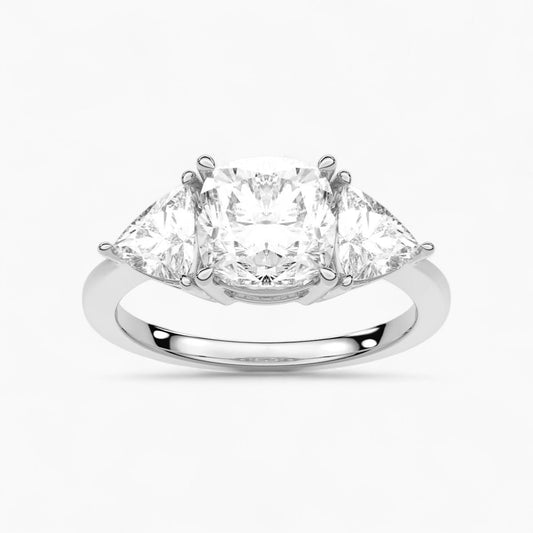 Trillion Cut Three Stone Diamond Engagement Ring