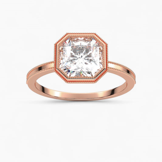 Milgrain and Bezel Set Diamond Engagement Ring