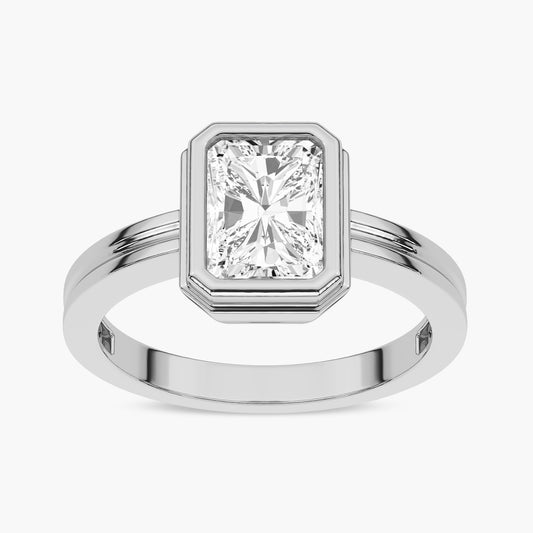 Milgrain and Bezel Set Diamond Engagement Ring