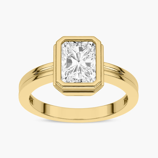 Milgrain and Bezel Set Diamond Engagement Ring