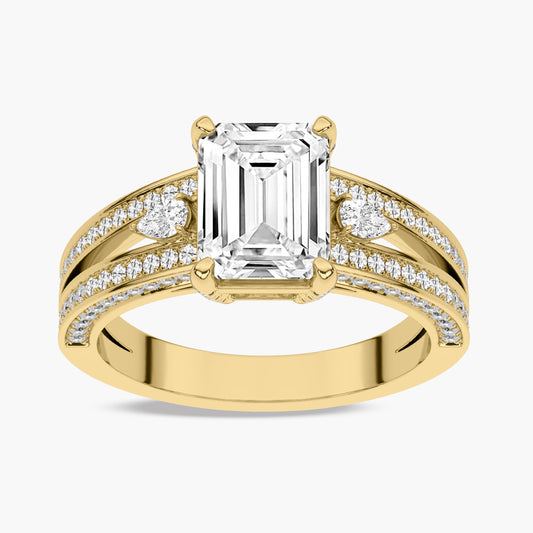 Rose Diamond Split Shank Side Stone Engagement Ring