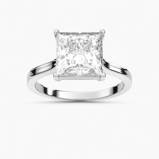 Diamond Engagement Ring with Baguette Diamond Surround