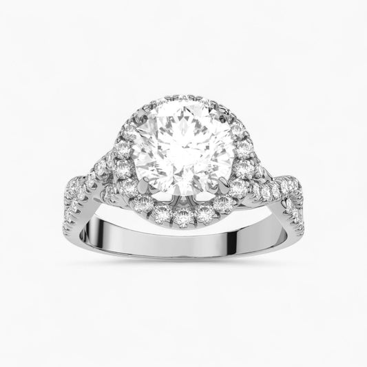 The Celestial Crossover Halo Engagement Ring