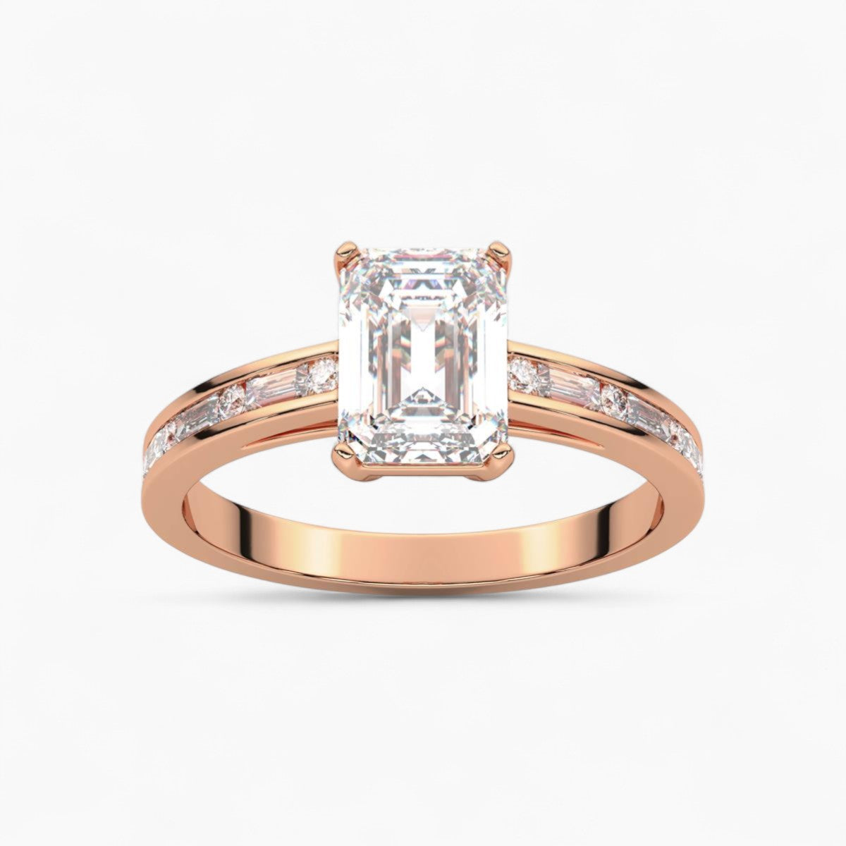 Baguette and Princess Side Stone Diamond Engagement Ring