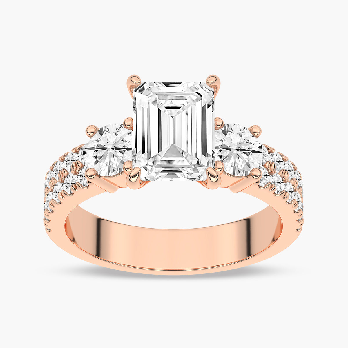 Diamond Engagement Ring with Double Row Side Accents