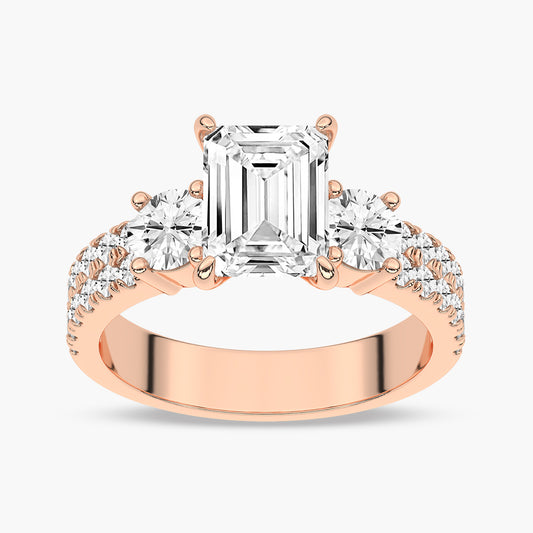 Diamond Engagement Ring with Double Row Side Accents