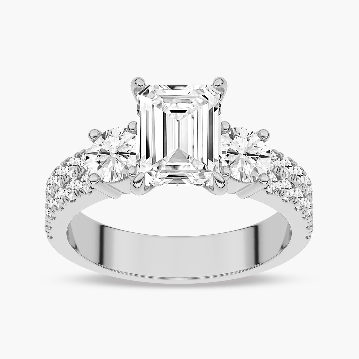 Diamond Engagement Ring with Double Row Side Accents