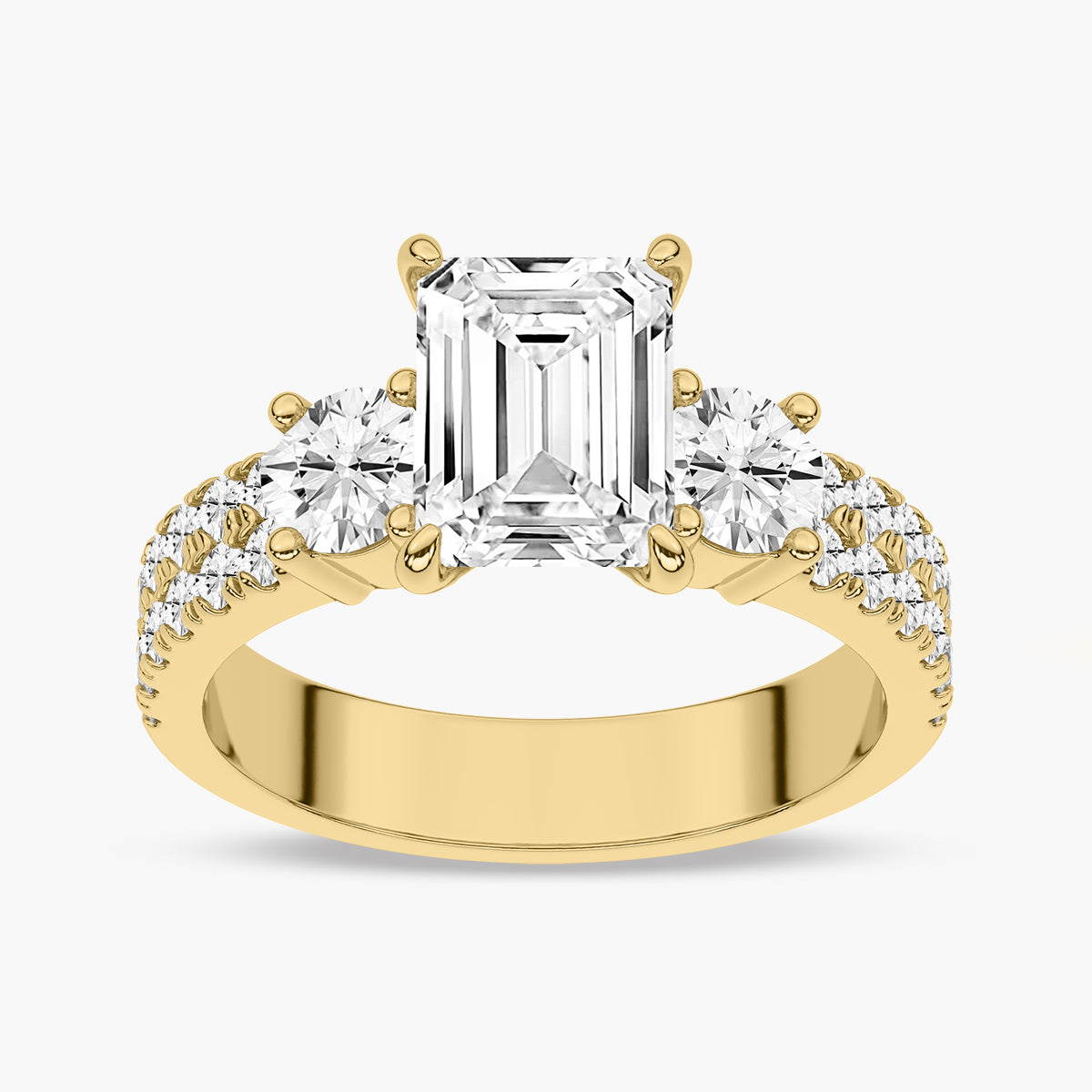 Diamond Engagement Ring with Double Row Side Accents