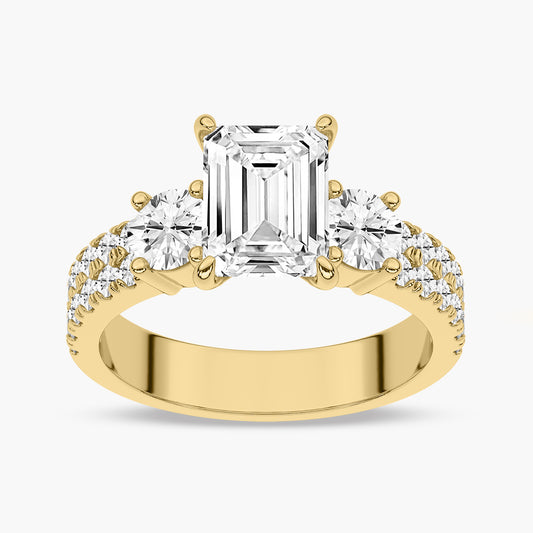 Diamond Engagement Ring with Double Row Side Accents