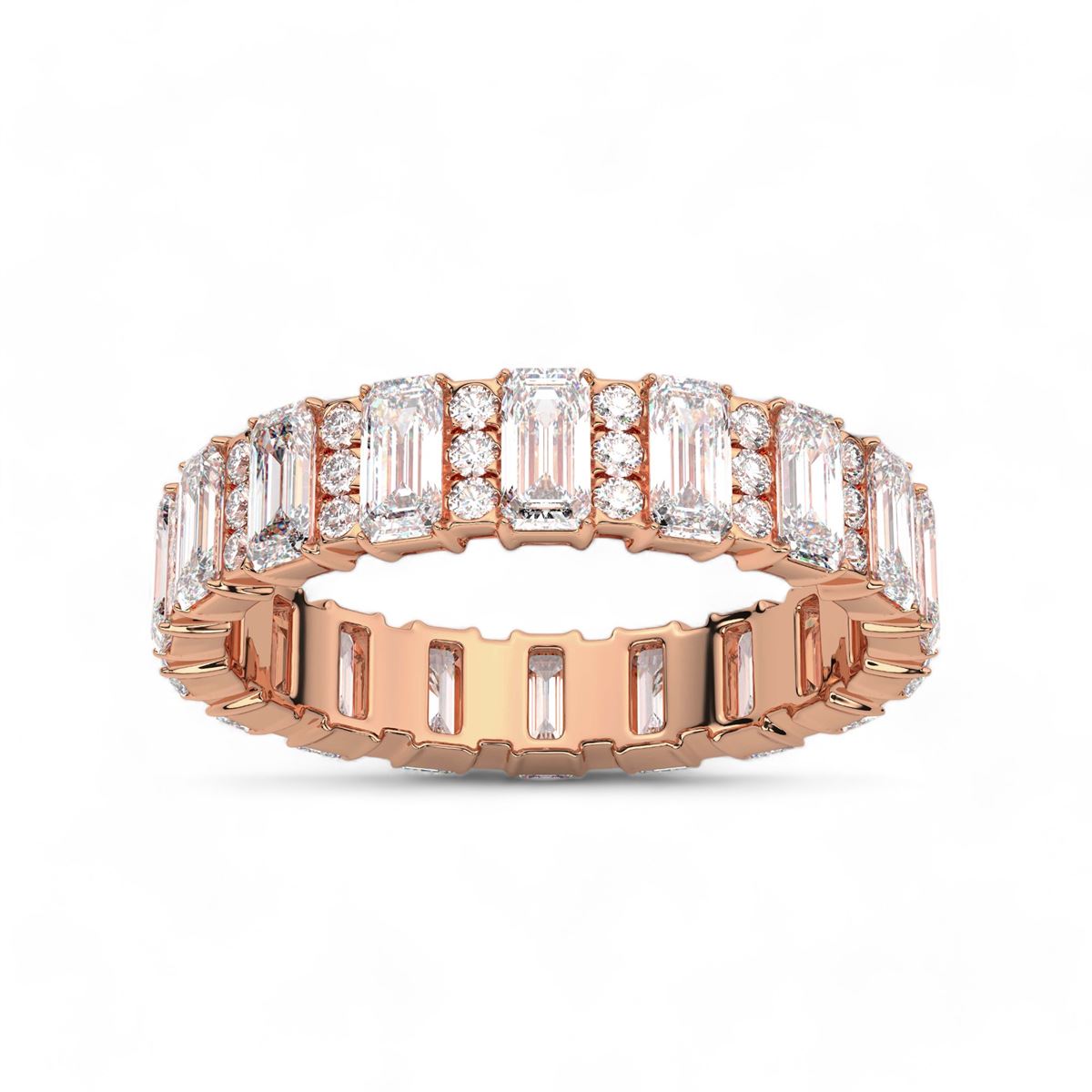 Emerald and Triple Round Diamond Band