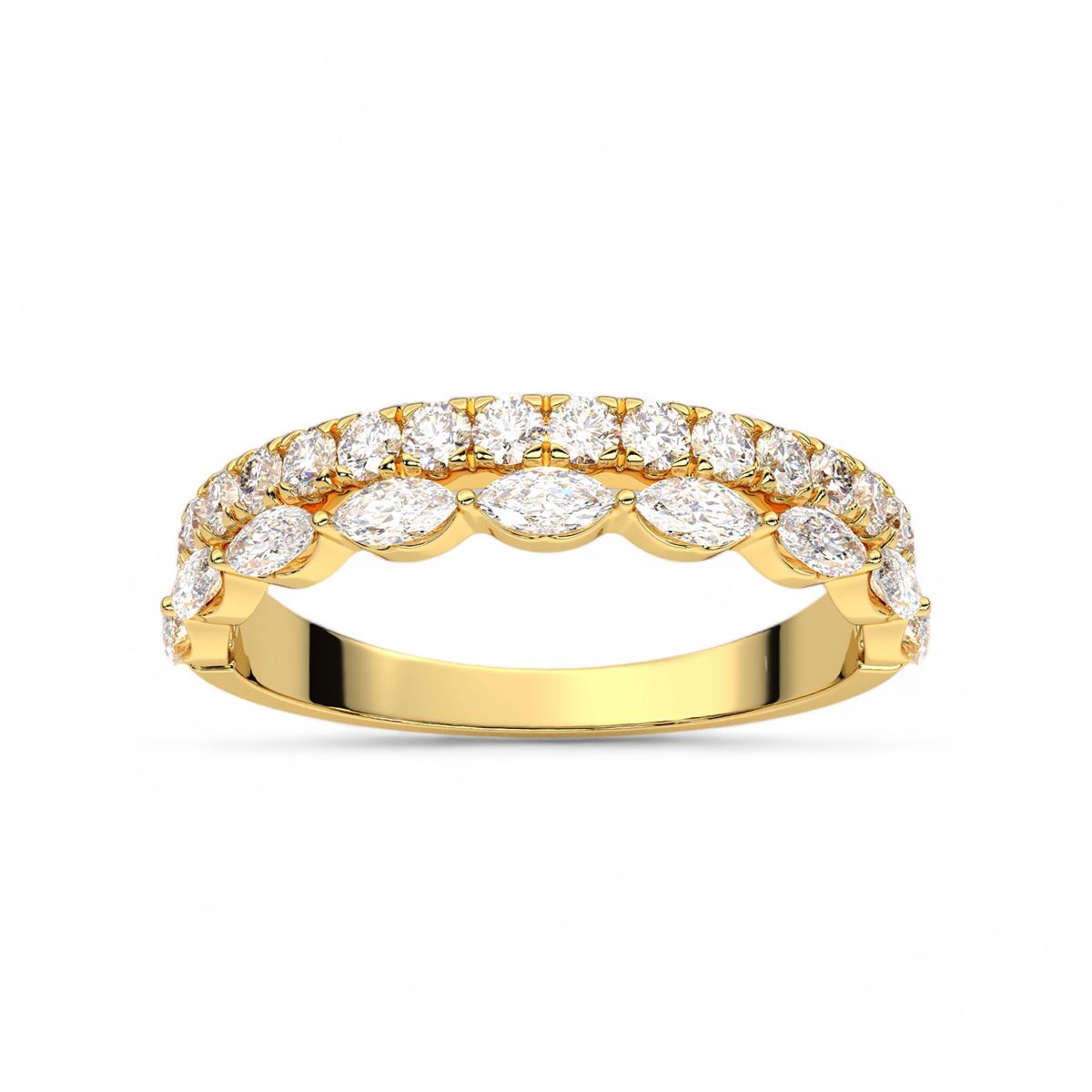 Dual Row Marquise and Round-Cut Diamond Band