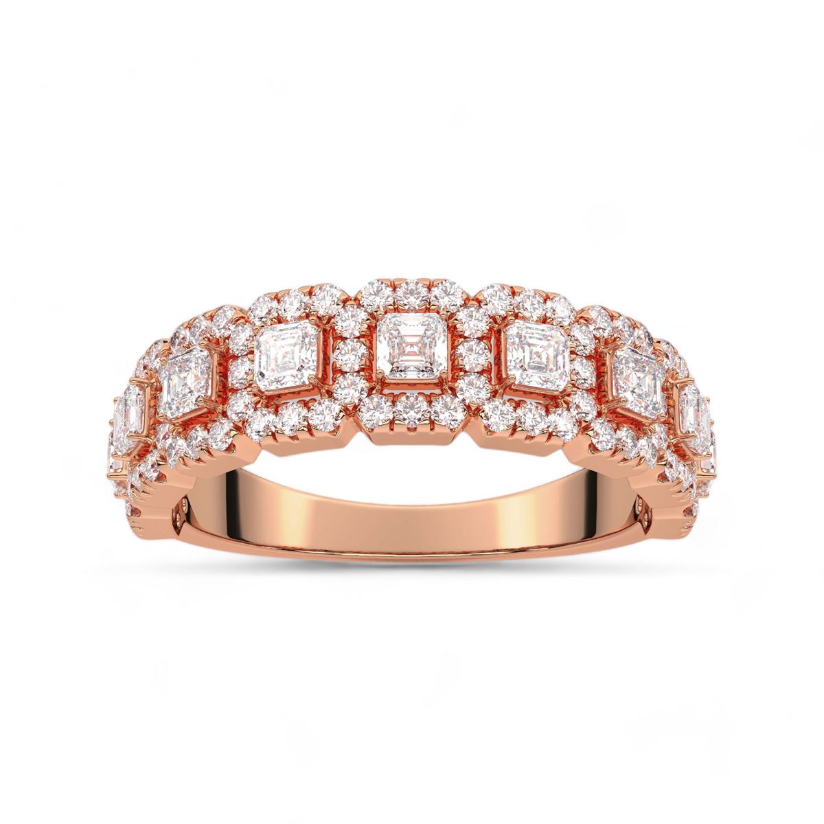 Studded Asscher Cut Diamond Band