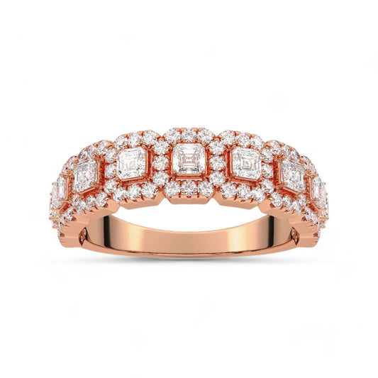 Studded Asscher Cut Diamond Band
