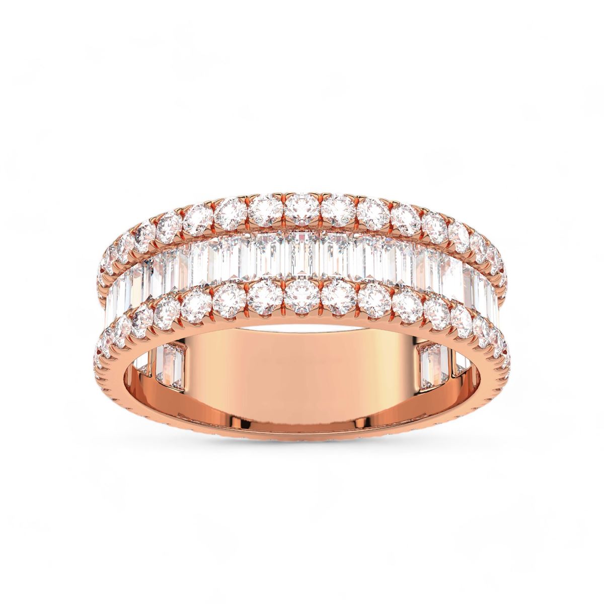 Baguette and Round Cut Diamond Eternity Band