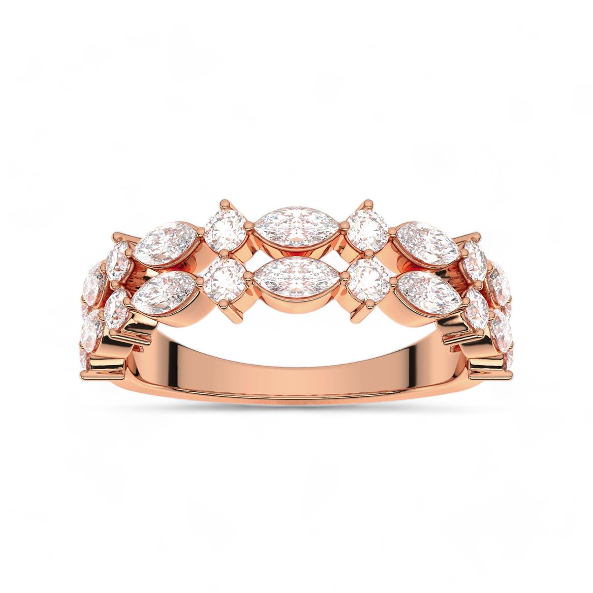 Double Row Marquise and Round Cut Band