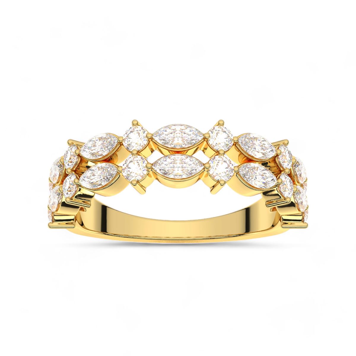 Double Row Marquise and Round Cut Band