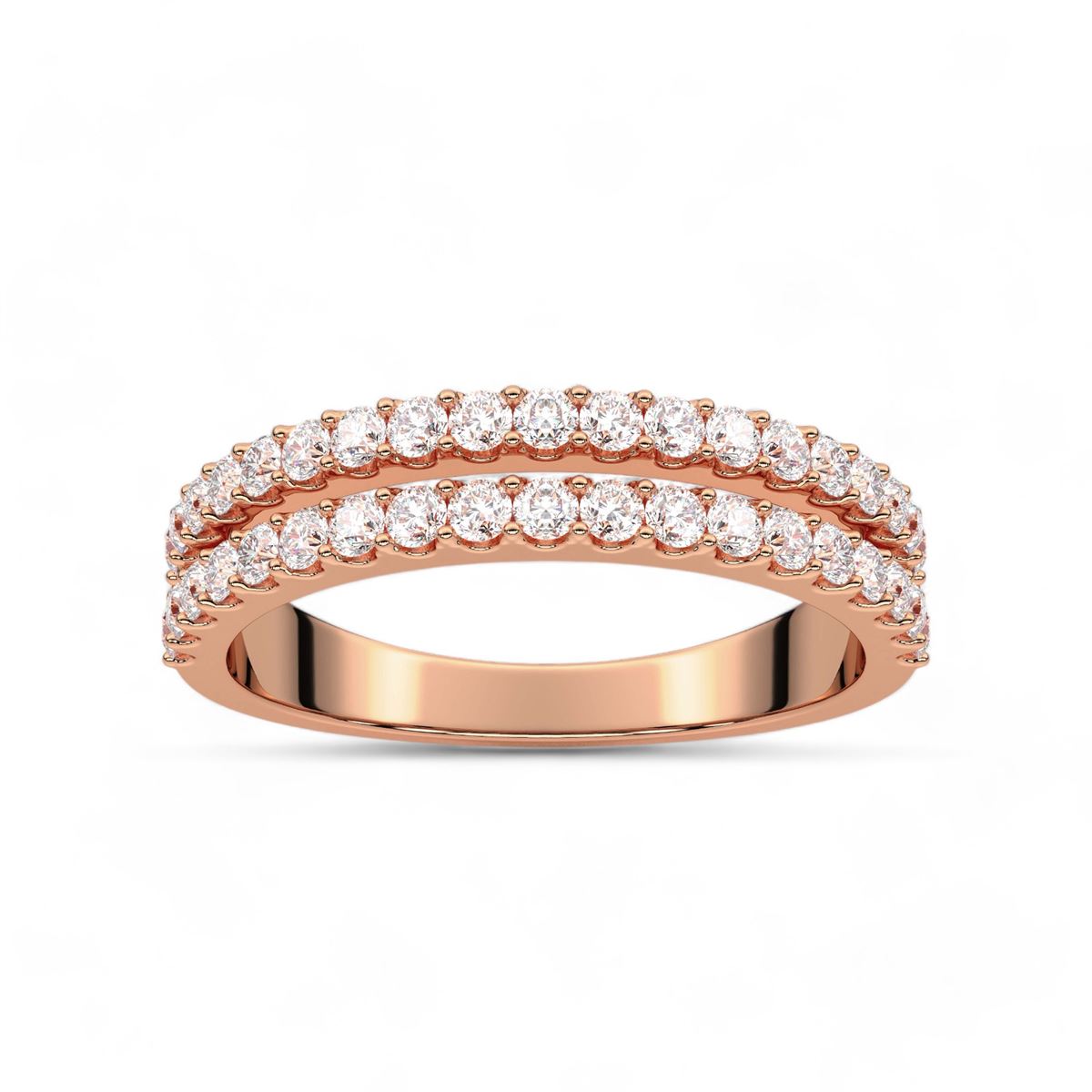 Dual Row Round Cut Diamond Band