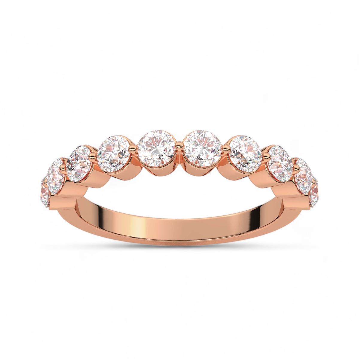 Shared Prong Round Cut Diamond Band