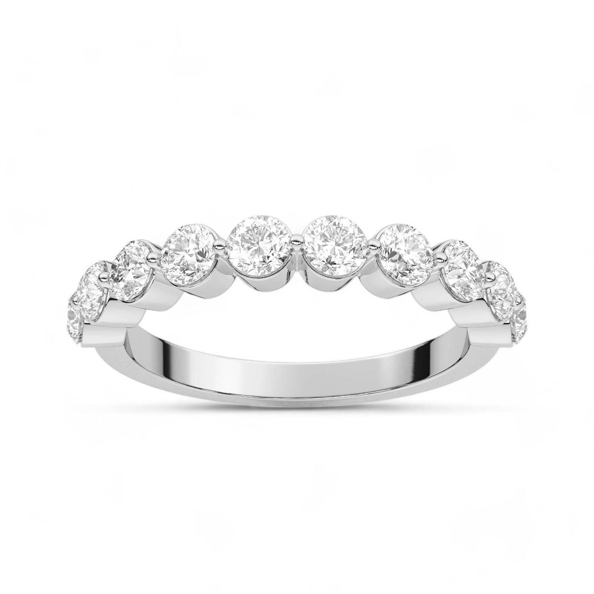 Shared Prong Round Cut Diamond Band