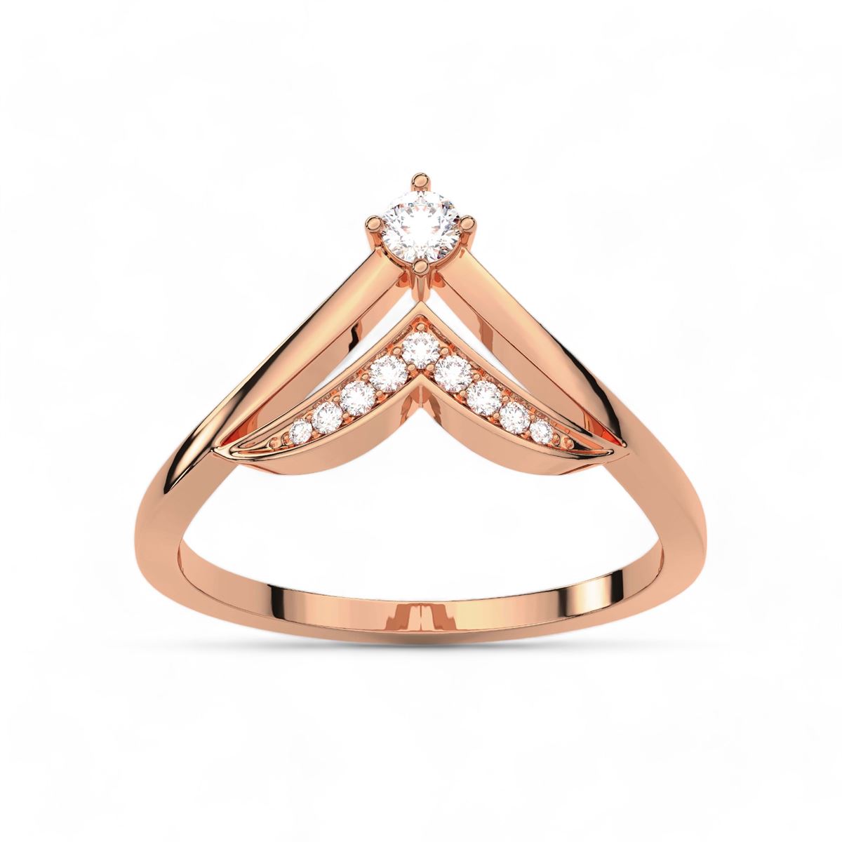 Chevron Solitaire Diamond Ring