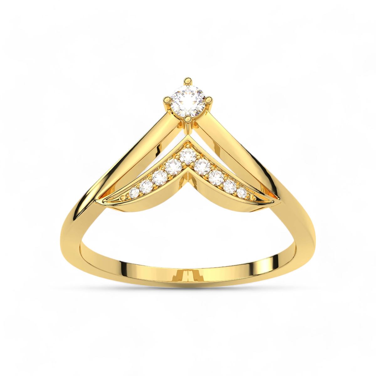 Chevron Solitaire Diamond Ring