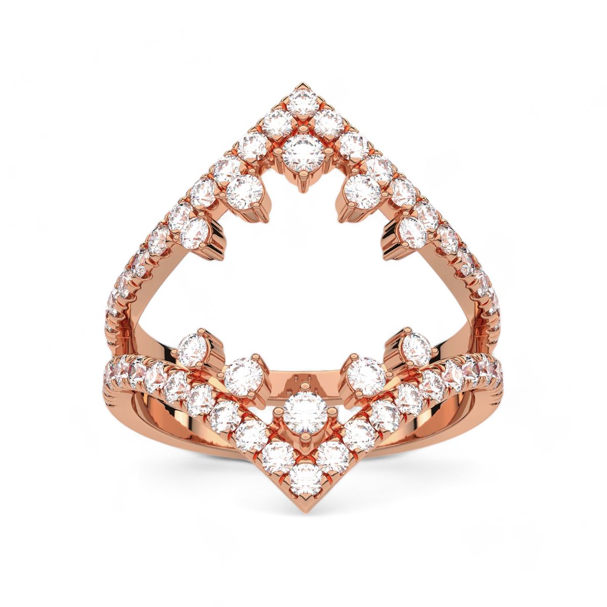 Crown-Inspired Chevron Diamond Ring
